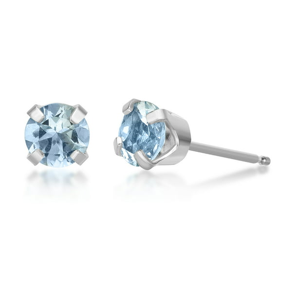 Details about   .90 Ct Gold On Sterling Silver Espirito Santo Aquamarine Stud Earrings 